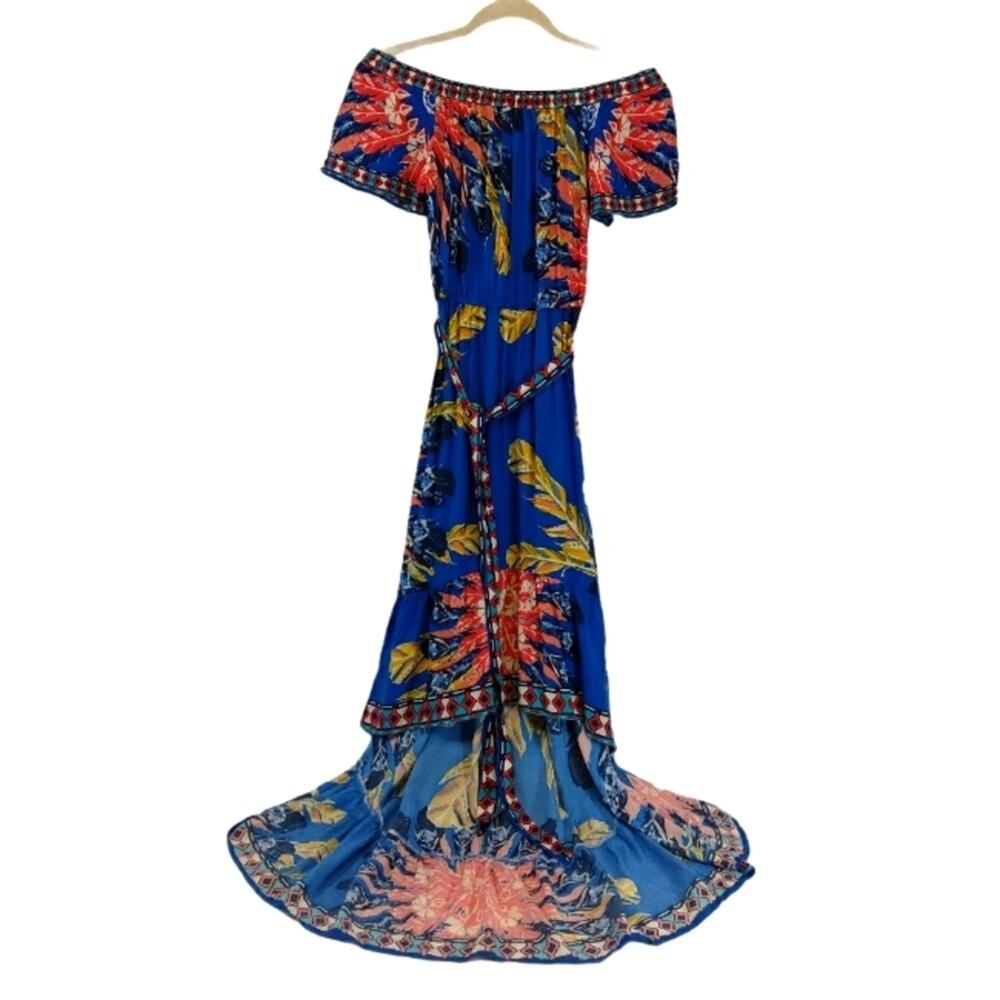 Flying Tomato Off the Shoulder Floral Tropical Maxi Dress Women's XS